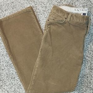 Womens Lands End Tan Soft Corduroy Bootleg Pants Sz 12
